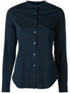 Aspesi - Longsleeve Mandarin Collar Shirt - Women - Cotton/polyamide/spandex/elastane - 40, Women's, Blue, Cotton/polyamide/spandex/elastane