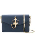 Jw Anderson Navy Blue Logo Leather Shoulder Bag