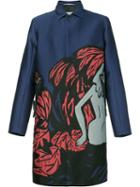 Oamc - Pandaemonium Coat - Men - Silk/cotton/calf Leather/cupro - Xs, Blue, Silk/cotton/calf Leather/cupro