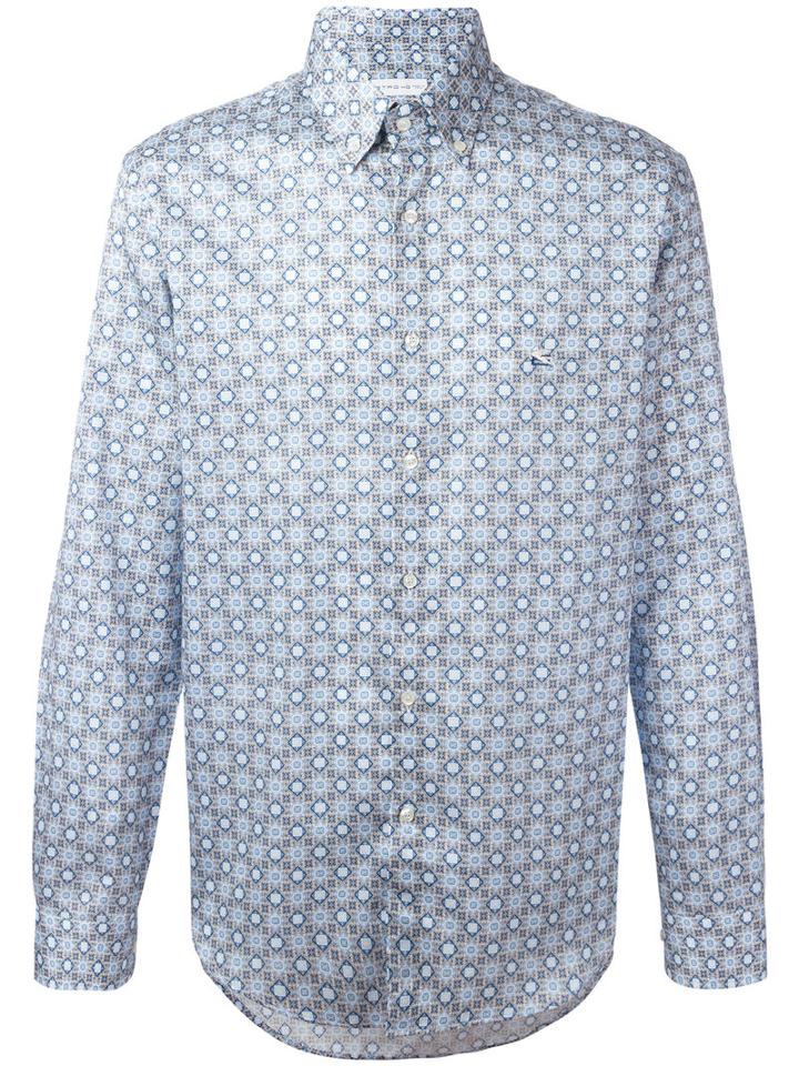 Etro - Printed Shirt - Men - Cotton - 43, Blue, Cotton