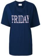 Alberta Ferretti - Friday Embroidered T-shirt - Women - Cotton - S, Blue, Cotton