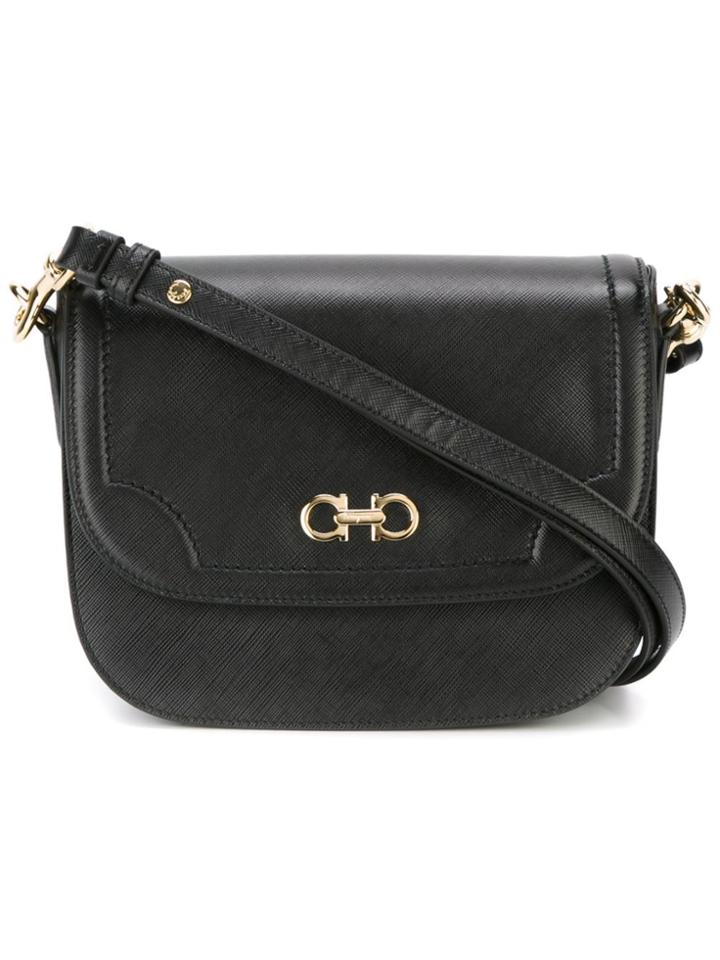 Salvatore Ferragamo Double Gancio Shoulder Bag - Black
