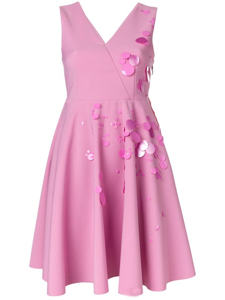 Msgm Embellished Flared Mini Dress - Pink & Purple