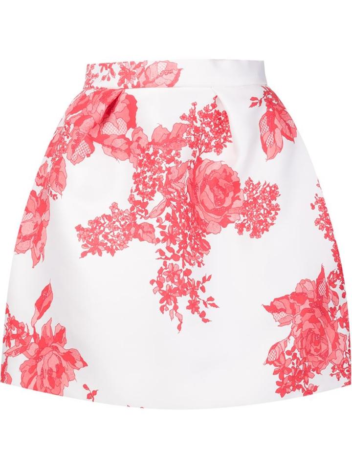 Monique Lhuillier Floral Pull Ball Skirt