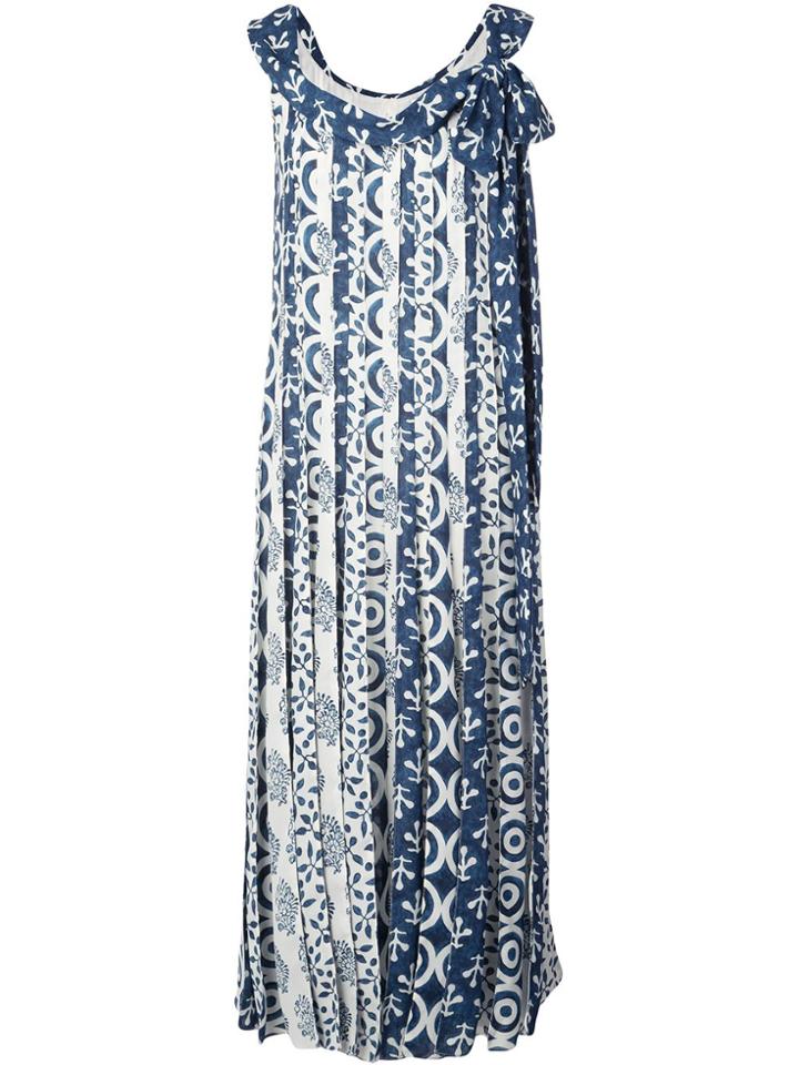 Oscar De La Renta Floral-print Pleated Midi-dress - White