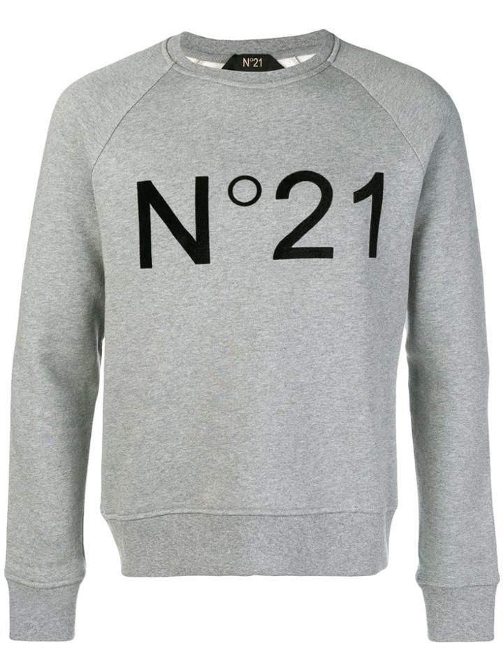 No21 Logo Print Sweater - Grey
