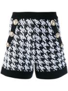 Balmain Houndstooth Tweed Shorts - Black
