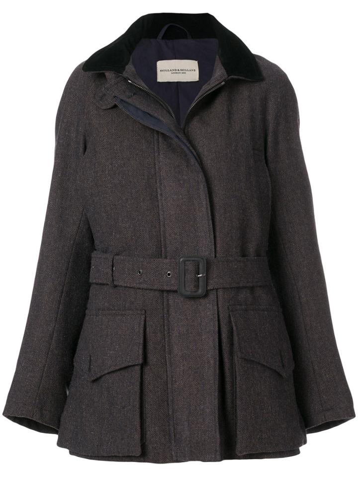 Holland & Holland Tweed Field Belted Coat - Blue