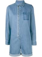 Stella Mccartney Long Sleeve Denim Playsuit, Women's, Size: 40, Blue, Cotton/spandex/elastane