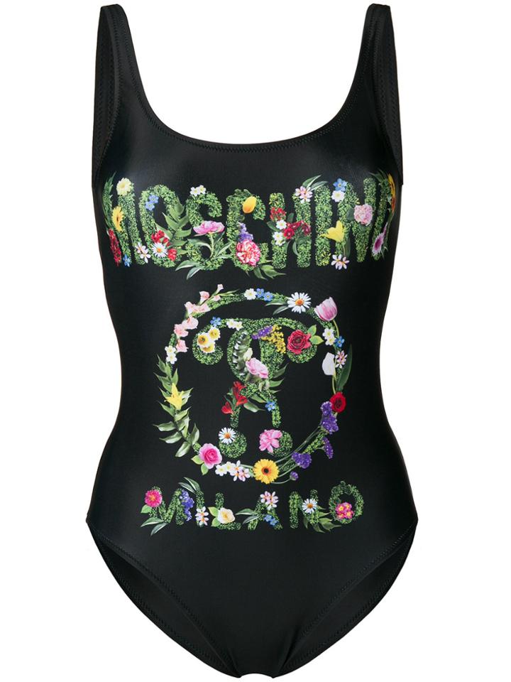 Moschino Floral Logo One Piece - Black