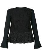 See By Chloé - Sheer Hem Lace Blouse - Women - Cotton/polyester - S, Black, Cotton/polyester