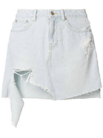 Sjyp Ripped Denim Skirt - Blue