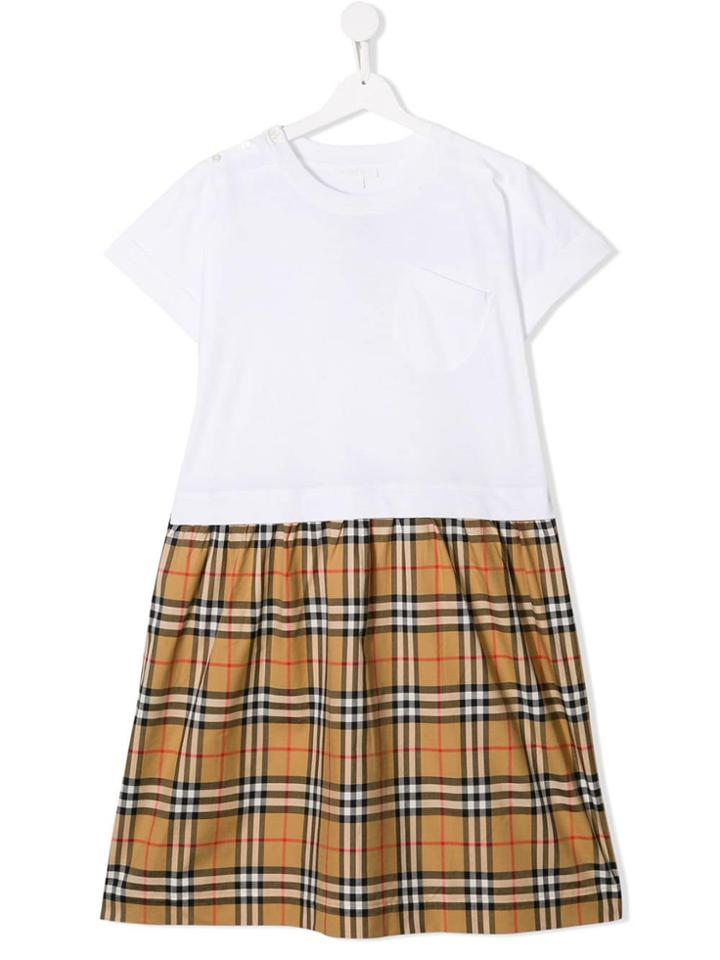Burberry Kids Teen Check Skirt Dress - White