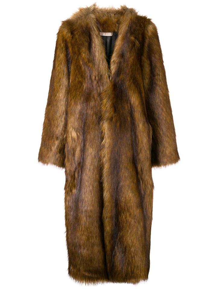 Ssheena Furry Oversized Coat - Brown