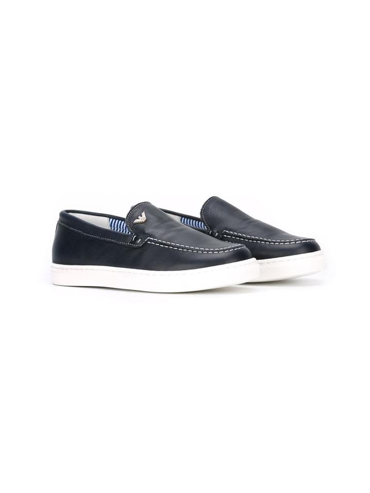 Armani Junior Classic Loafers, Boy's, Size: 34, Blue