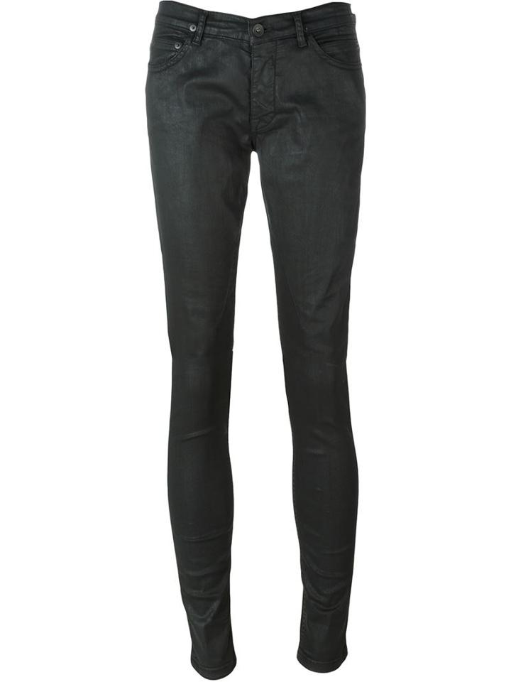 Rick Owens Drkshdw Coated Skinny Jeans, Women's, Size: 30, Black, Cotton/spandex/elastane