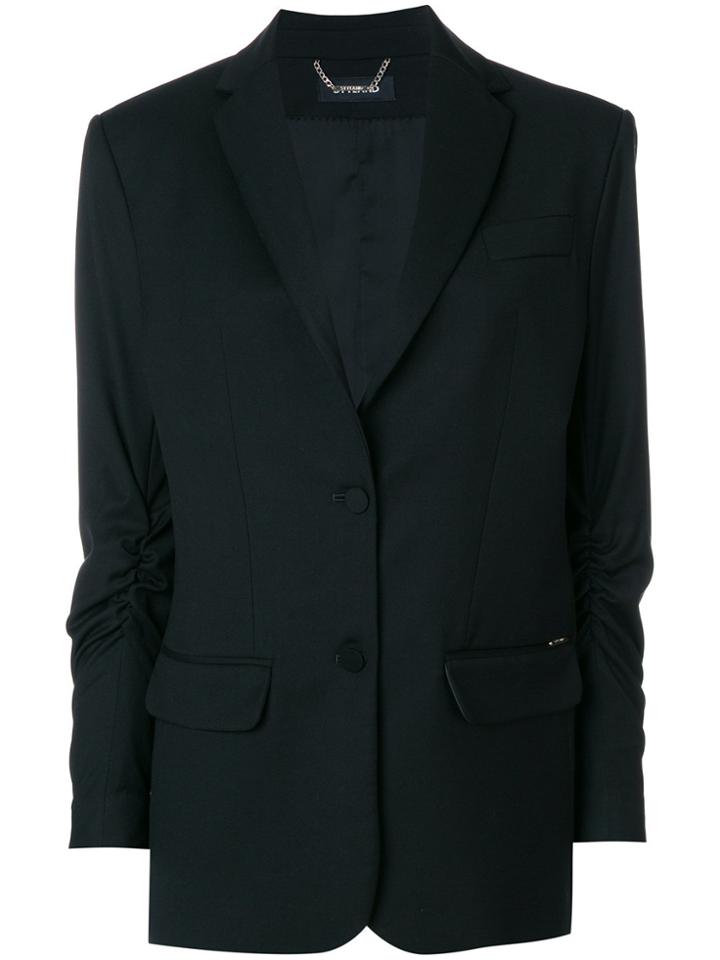 Styland Gathered Sleeved Blazer - Black