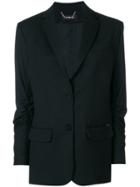 Styland Gathered Sleeved Blazer - Black