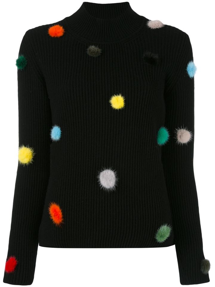 Fendi Cashmere Knit Pom Pom Top - Black