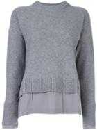 Joseph Inset Detail Jumper, Women's, Size: Xl, Grey, Silk/cashmere/wool