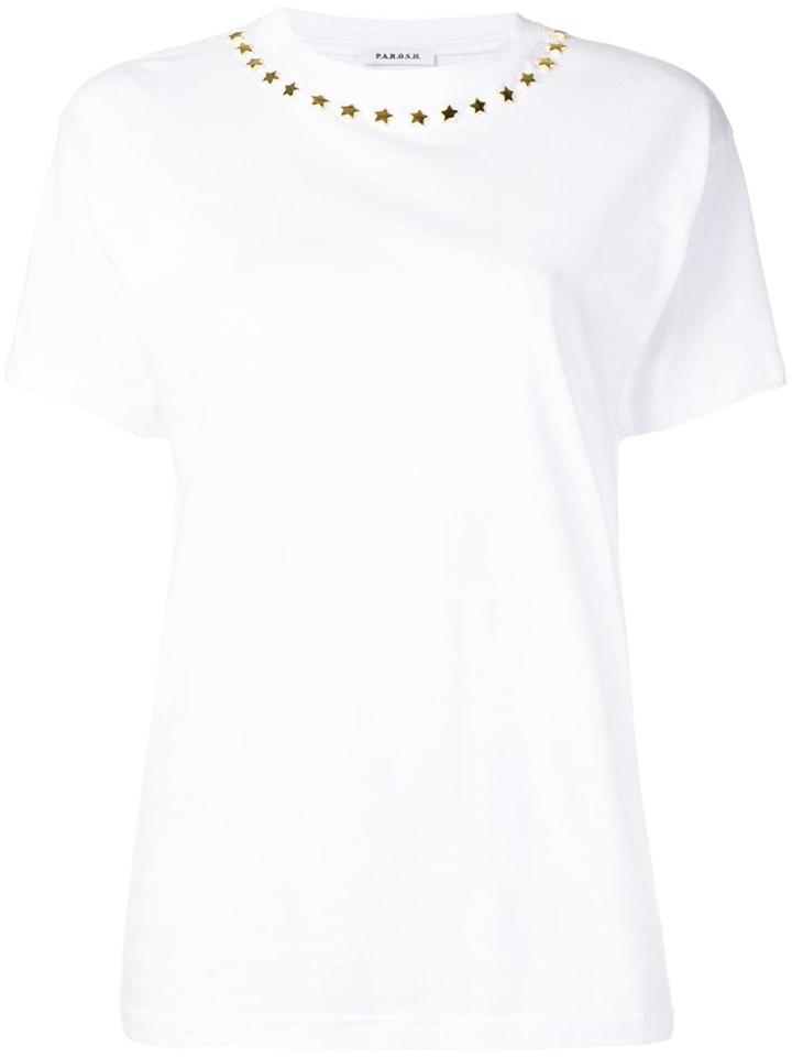 P.a.r.o.s.h. Embellished Collar T-shirt - White