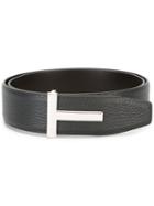 Tom Ford T Buckle Belt, Men's, Size: 95, Black, Calf Leather