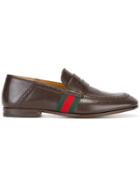 Gucci Web Trim Loafers - Brown