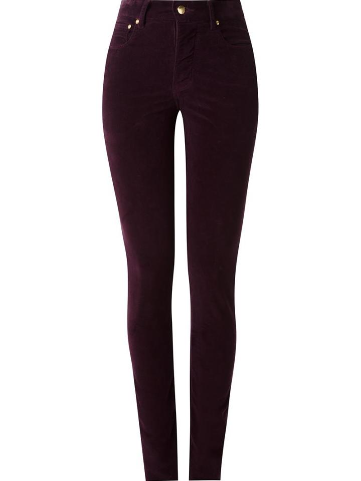 Amapô High Waisted Velvet Skinny Trousers, Women's, Size: 44, Pink/purple, Cotton/spandex/elastane