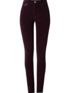 Amapô High Waisted Velvet Skinny Trousers, Women's, Size: 44, Pink/purple, Cotton/spandex/elastane
