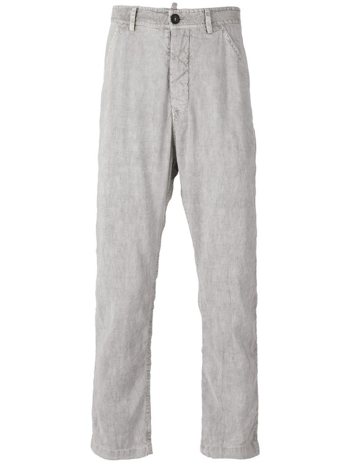 Hannes Roether - Straight Cut Trousers - Men - Silk/linen/flax - M, Grey, Silk/linen/flax
