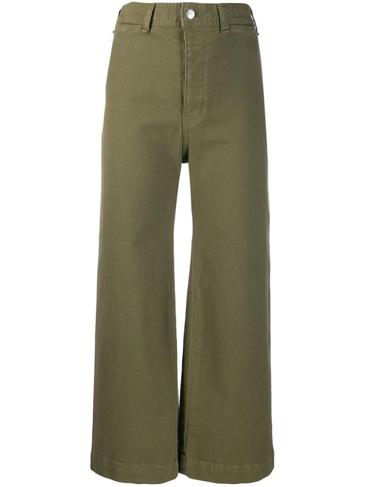 Veronica Beard Cynthia Wide Leg Jeans - Green