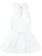 Alaïa Drawstring Flared Tank, Size: 38, White, Cotton