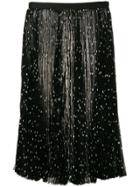Khaite Polka Dot Pleated Silk Skirt - Black