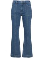 Ganni Flat Pockets Cropped Flared Jeans - Blue