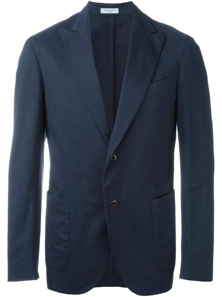 Boglioli Classic Casual Blazer, Men's, Size: 50, Blue, Cotton/linen/flax/spandex/elastane/cotton