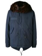 Mr & Mrs Italy - Fox Fur Trim Hooded Jacket - Men - Cotton/fox Fur/lamb Skin/alpaca - M, Blue, Cotton/fox Fur/lamb Skin/alpaca