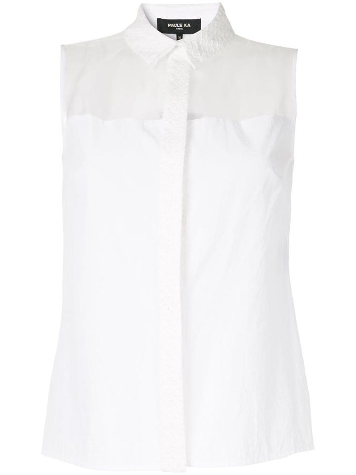 Paule Ka Organza-panelled Shirt - White
