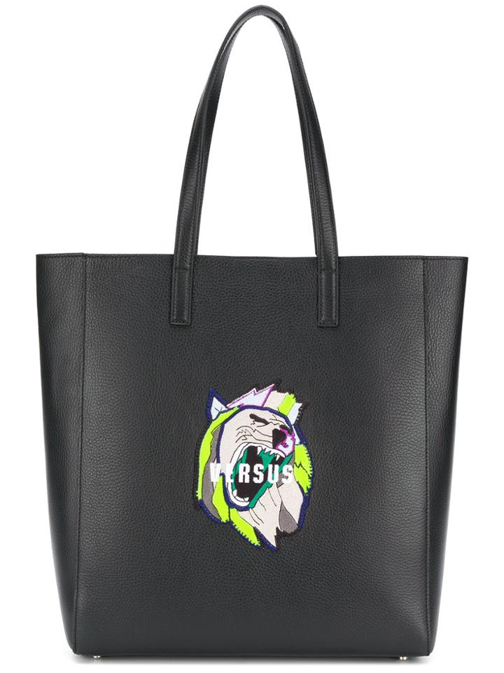 Versus Embroidered Appliqué Tote - Black