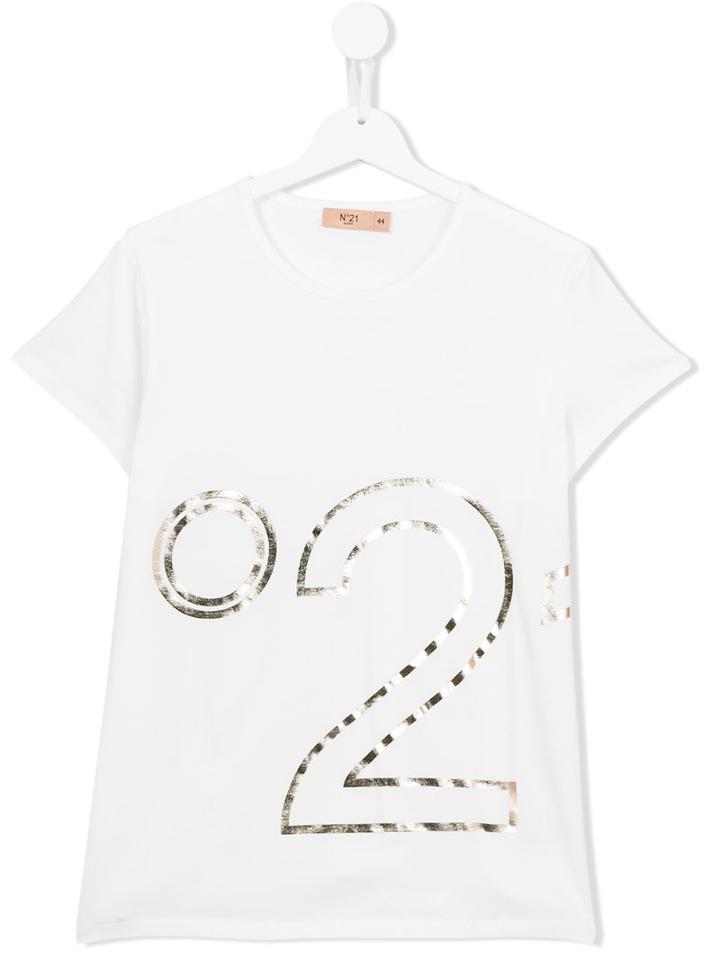 No21 Kids - Logo Print T-shirt - Kids - Cotton/spandex/elastane - 13 Yrs, White