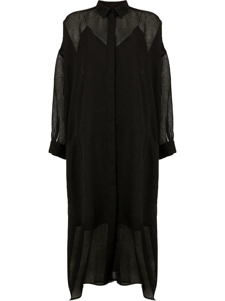 Maison Rabih Kayrouz Sheer Panel Long Shirt Dress - Black