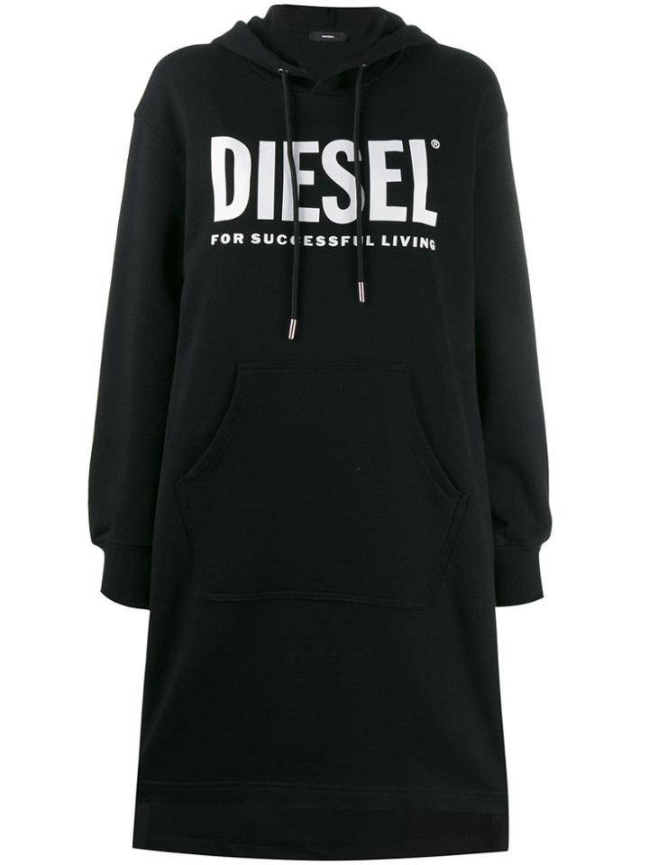 Diesel Logo Print Sweat Dress - Black