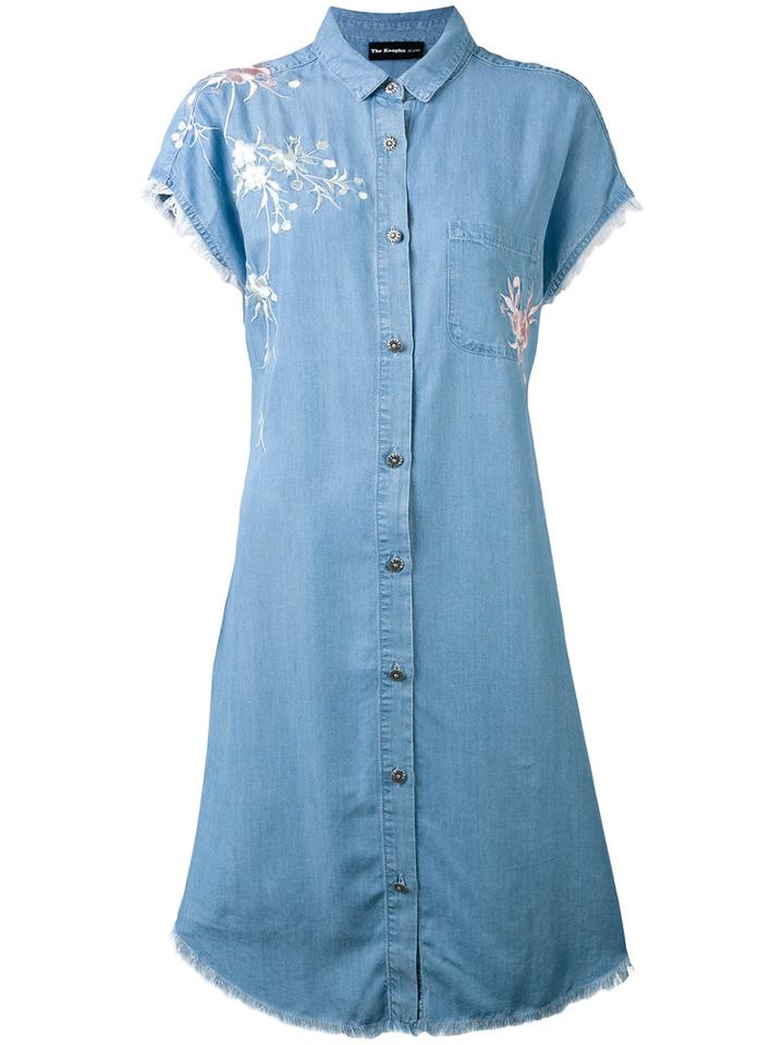 The Kooples - Embroidered Denim Shirt Dress - Women - Polyester/lyocell - 0, Blue, Polyester/lyocell