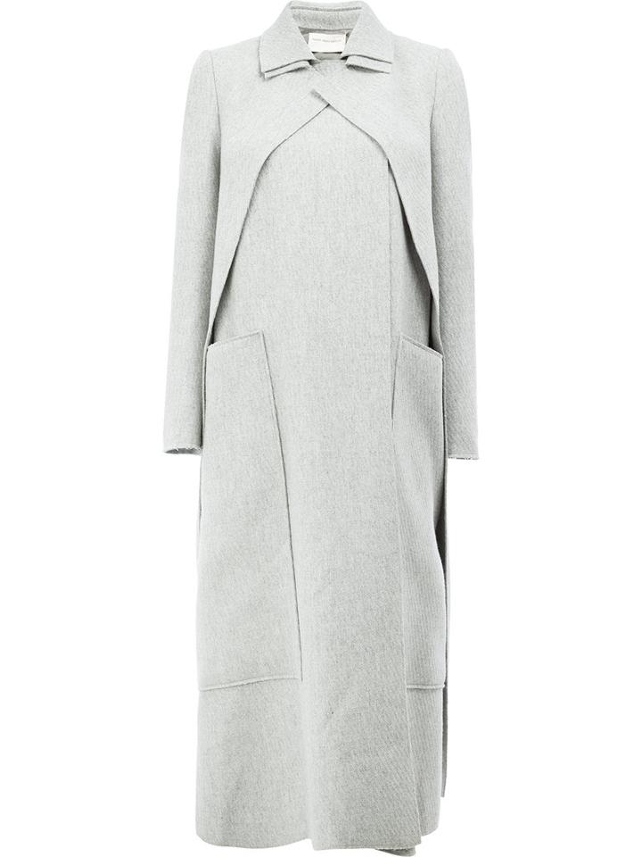Maison Rabih Kayrouz Concealed Fastening Double-breasted Coat, Women's, Size: 34, Grey, Cupro/wool
