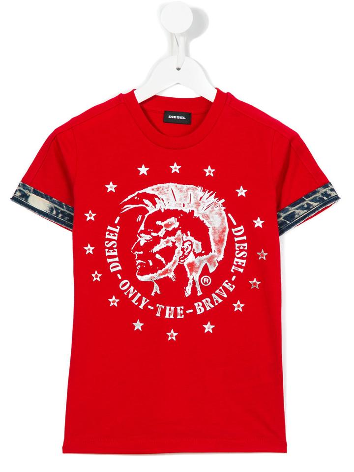 Diesel Kids Logo Print T-shirt, Size: 8 Yrs, Red