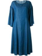 Stefano Mortari - Chambray Bell Sleeve Dress - Women - Cotton - 40, Blue, Cotton