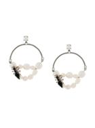 Ermanno Scervino Insect Embellished Pearl Hoops - White