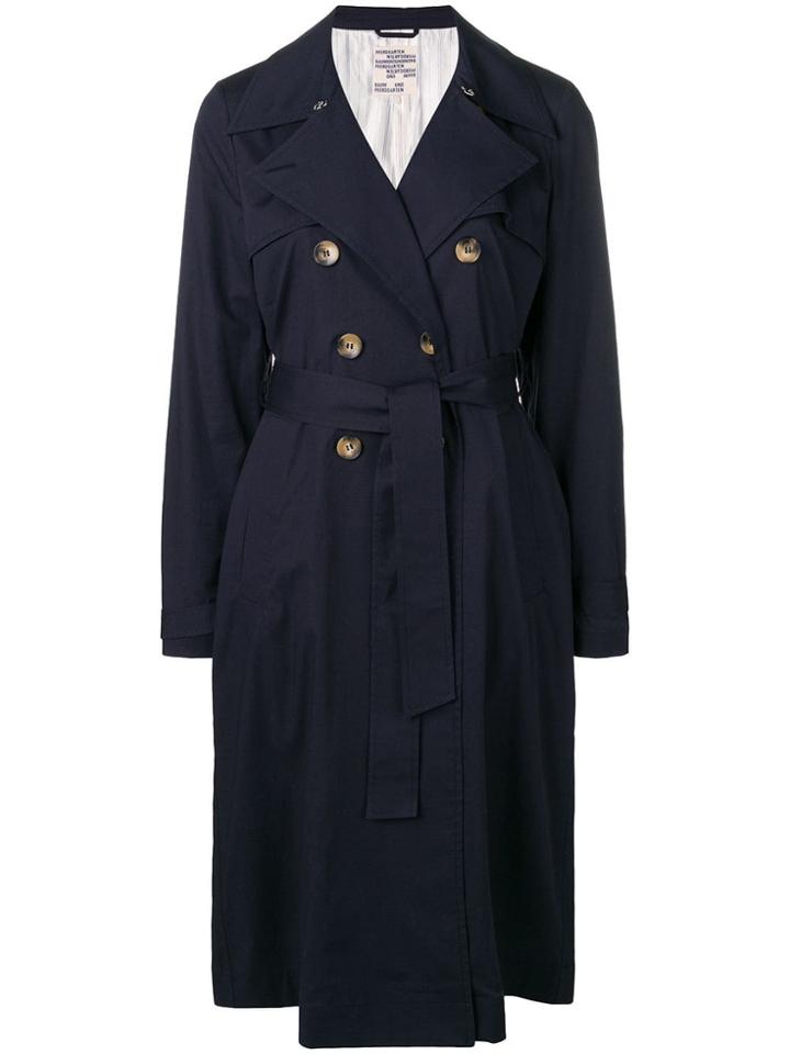 Baum Und Pferdgarten Belted Trench Coat - Blue