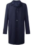 Mp Massimo Piombo Single-breasted Raincoat, Men's, Size: 52, Blue, Mohair/virgin Wool