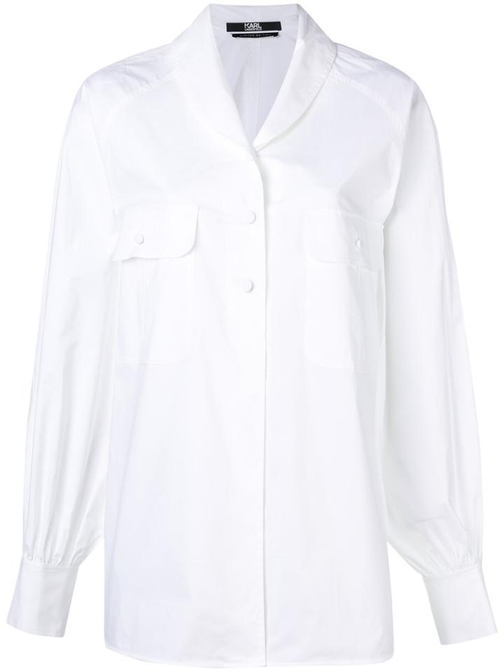 Karl Lagerfeld Karl Shawl Collar Volume Shirt - White