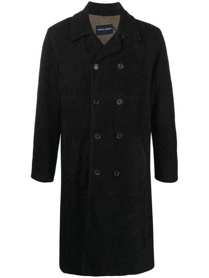 Giorgio Armani Pre-owned 1990s Double-breasted Trench Coat - Black